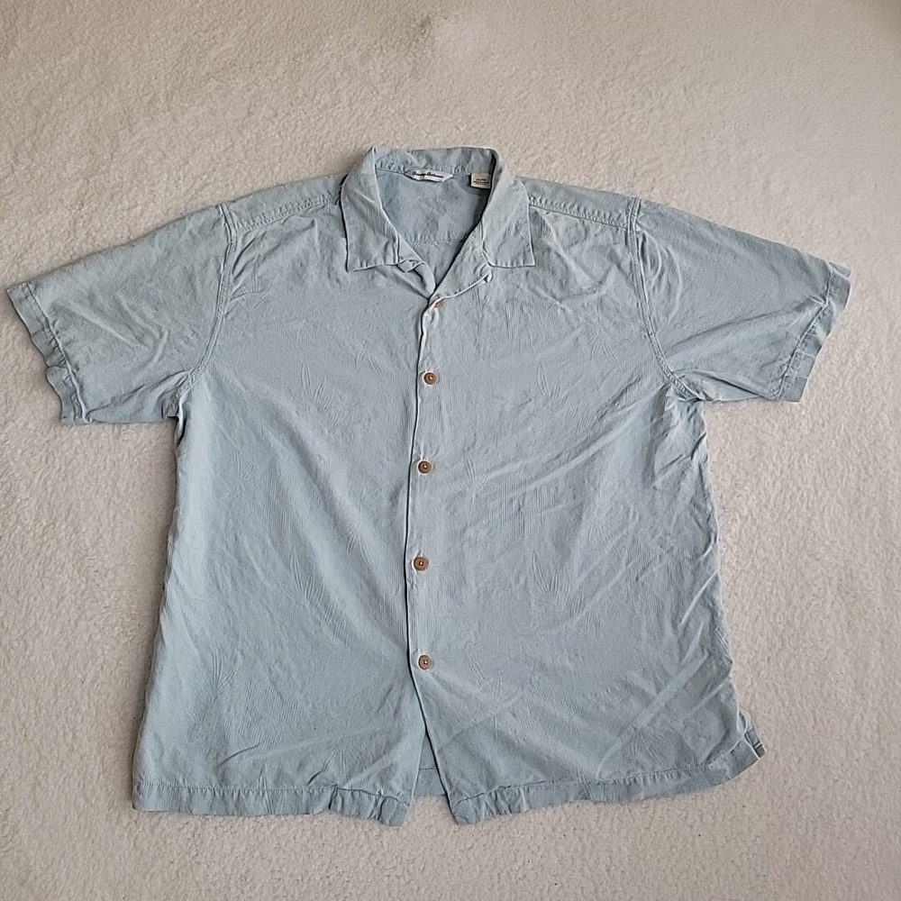 Tommy Bahama 100% Silk Blue‎ Floral Button Down Hawaiian Camp Shirt XL